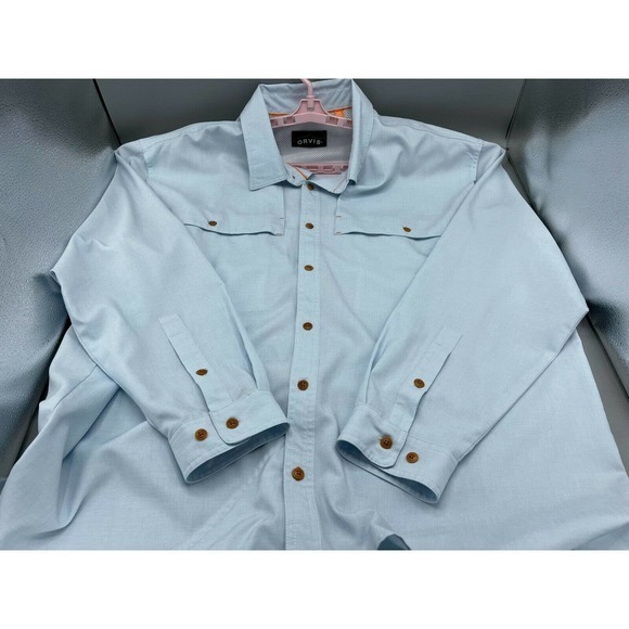 Orvis Trout Bum Men's Vented Fishing Outdoor Blue Long Sleeve Shirt‎ Size 2XL - Picture 5 of 12